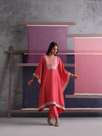 Khushal K Women Ethnic Motifs Printed Red Kaftan set