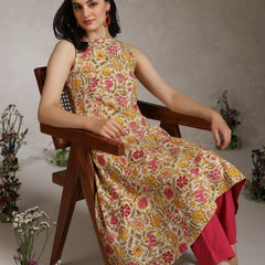 Khushal K Women Floral Printed A-Line Pure Cotton Kurta set