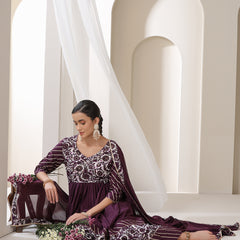 Khushal K Floral Printed Empire V Neck Gotta Patti Anarkali Kurta set