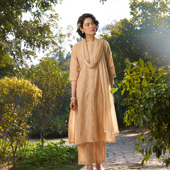 Khushal K Women Printed Regular Pure Cotton brown Kurta & Palazzo With Dupatta