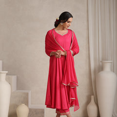 Khushal K Polka Dot Printed Anarkali Kurta set