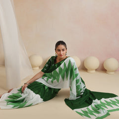 Women Hand Block Green Pure Cotton Printed Saree