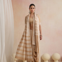 Women Hand Block Brown Pure Cotton Printed Saree