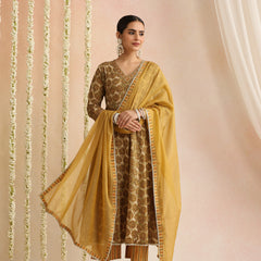 Women Ethnic Motifs Printed Cotton Anarkali Kurta with Palazzos & Dupatta
