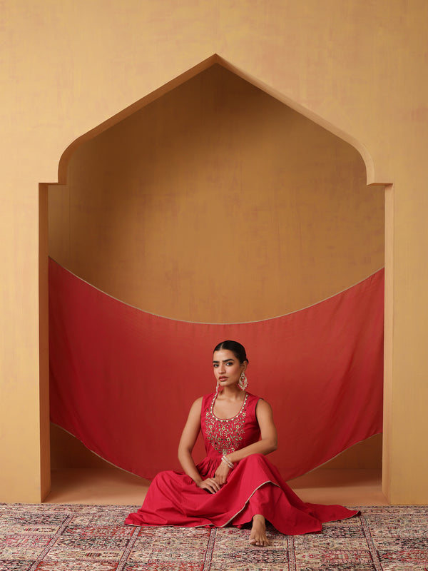 Khushal K Women Ethnic Motifs Embroidered Thread Work Kurta set