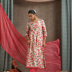 Women Floral Printed Kurta with Palazzos & Dupatta