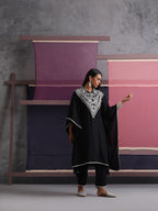 Khushal K Women Embroidered Collar Black Kaftan set