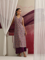 Paisley Printed Sleeveless Straight Kurta with Palazzos & Dupatta
