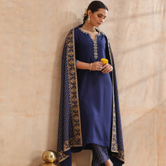 Ethnic Motifs Embroidered V-Neck Thread Work Kurta With Trousers & Dupatta