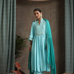 Khushal K Women Embroidered Pleated Gotta Patti Kurta set