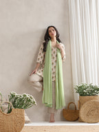 Floral Printed V-Neck Pure Cotton Kurta with Palazzos & With Dupatta