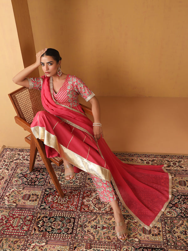 Khushal K Floral Embroidered Anarkali  Kurta set