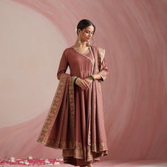 Women Ethnic Motifs Angrakha Thread Work Kurta with Trousers & With Dupatta