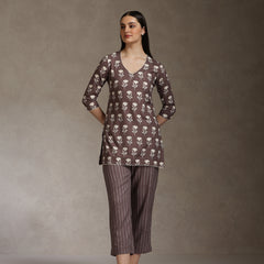 Floral Printed V-Neck Cotton Cord Set