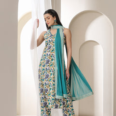 Khushal K Women Floral Printed Cotton Kurta with Trousers & Dupatta