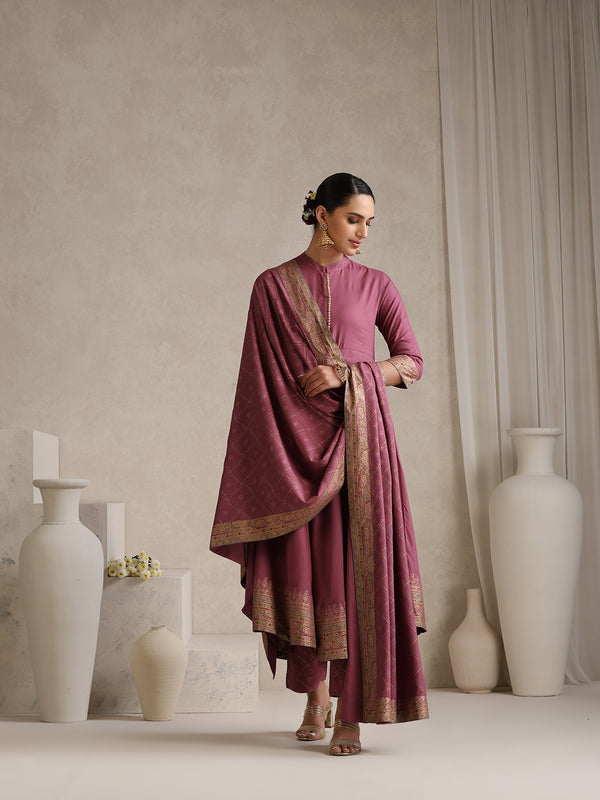 Pink printed Kurta with Palazzos with dupatta