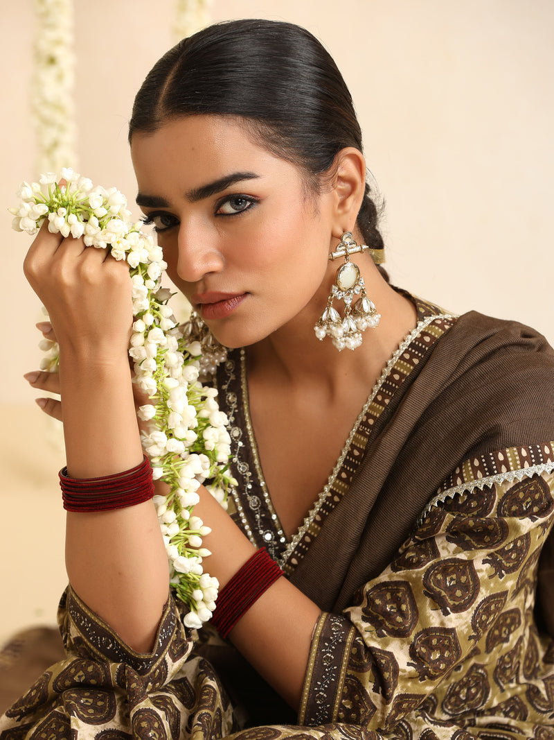 Women Ethnic Motifs Printed Pure Cotton Kurta & Trouser With Dupatta