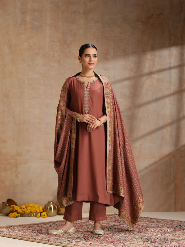 Women’s Ethnic Motif Print Kurta with Trousers & Dupatta
