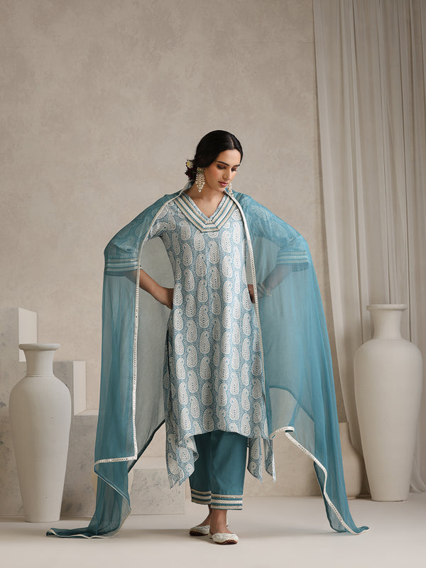 Khushal K Women Paisley Printed A-Line Kurta set