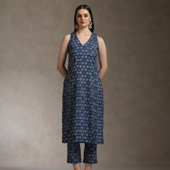 Khushal K Women Ethnic Motifs Printed V-Neck Pure Cotton Kurta set