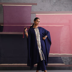 Khushal K Women Mandarin collar Blue Kaftan set
