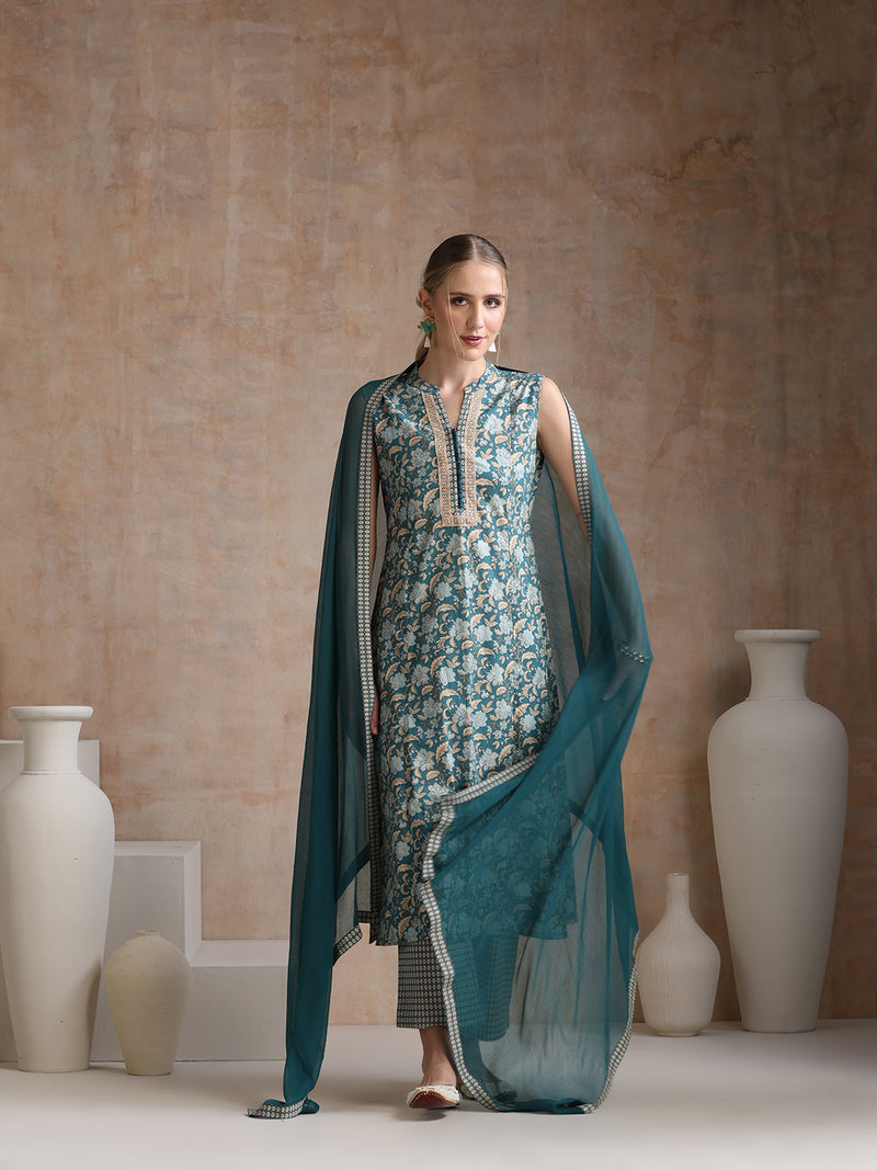 Women Ethnic Motifs Printed Regular Pure Cotton Kurta with Palazzos & With Dupatta