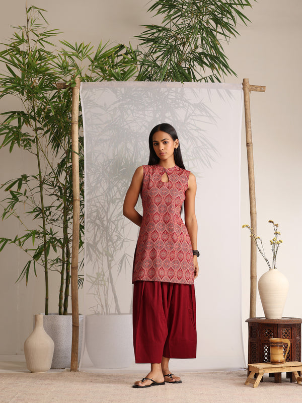 Khushal K Women Cotton kurti With Farshi Salwar - Maroon