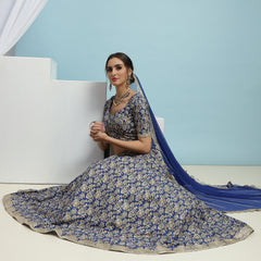 Printed V-Neck Ready to Wear Lehenga & Blouse With Dupatta