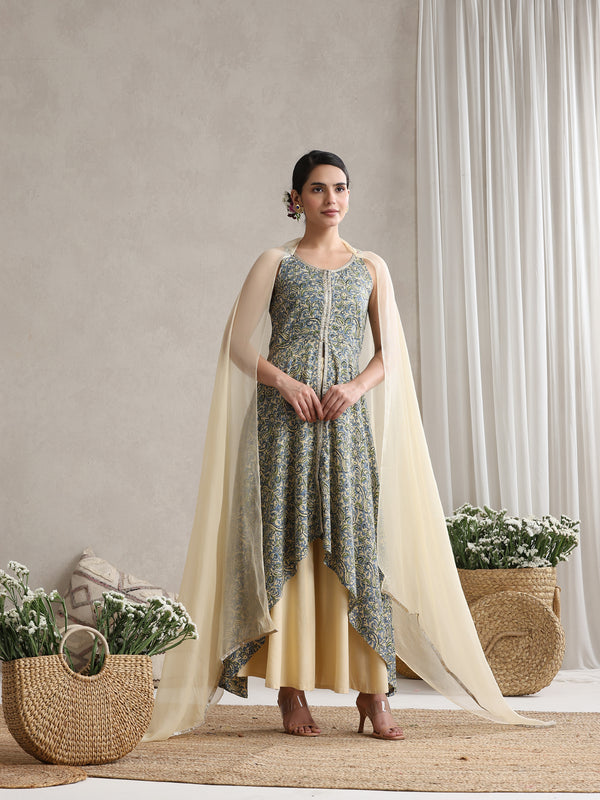 Khushal K Floral Printed A-Line Kurta set