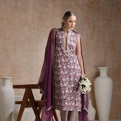 Women Floral Printed Cotton Kurta with Palazzos & Dupatta