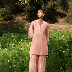 Khushal K Women Printed Regular Pure Cotton peach Kurta & Farsi Salwar