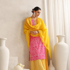 Khushal K  Printed Round Neck Pure Cotton Straight Kurta set