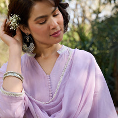 Khushal K Women Cotton Kurta and Palazzo With Dupatta Set - Lavender