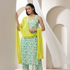 Khushal K Women Floral Printed Regular Pure Cotton Kurta set