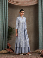 Floral Printed Pure Cotton A-Line Kurta With Palazzos And Dupatta
