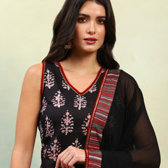 Ethnic Motifs Printed Regular Pure Cotton Straight Kurta with Palazzos & Dupatta