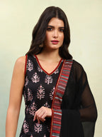 Ethnic Motifs Printed Regular Pure Cotton Straight Kurta with Palazzos & Dupatta