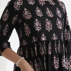 Women Floral Print Fit & Flare Mini Dress