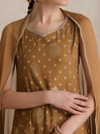 Embroidered Panelled Anarkali Kurta With Trouser & Dupatta