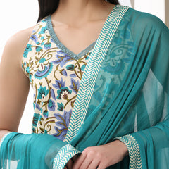 Khushal K Women Floral Printed Cotton Kurta with Trousers & Dupatta