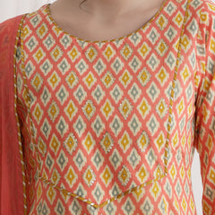 Khushal K Women Geometric Printed Pure Cotton A-Line Kurta set