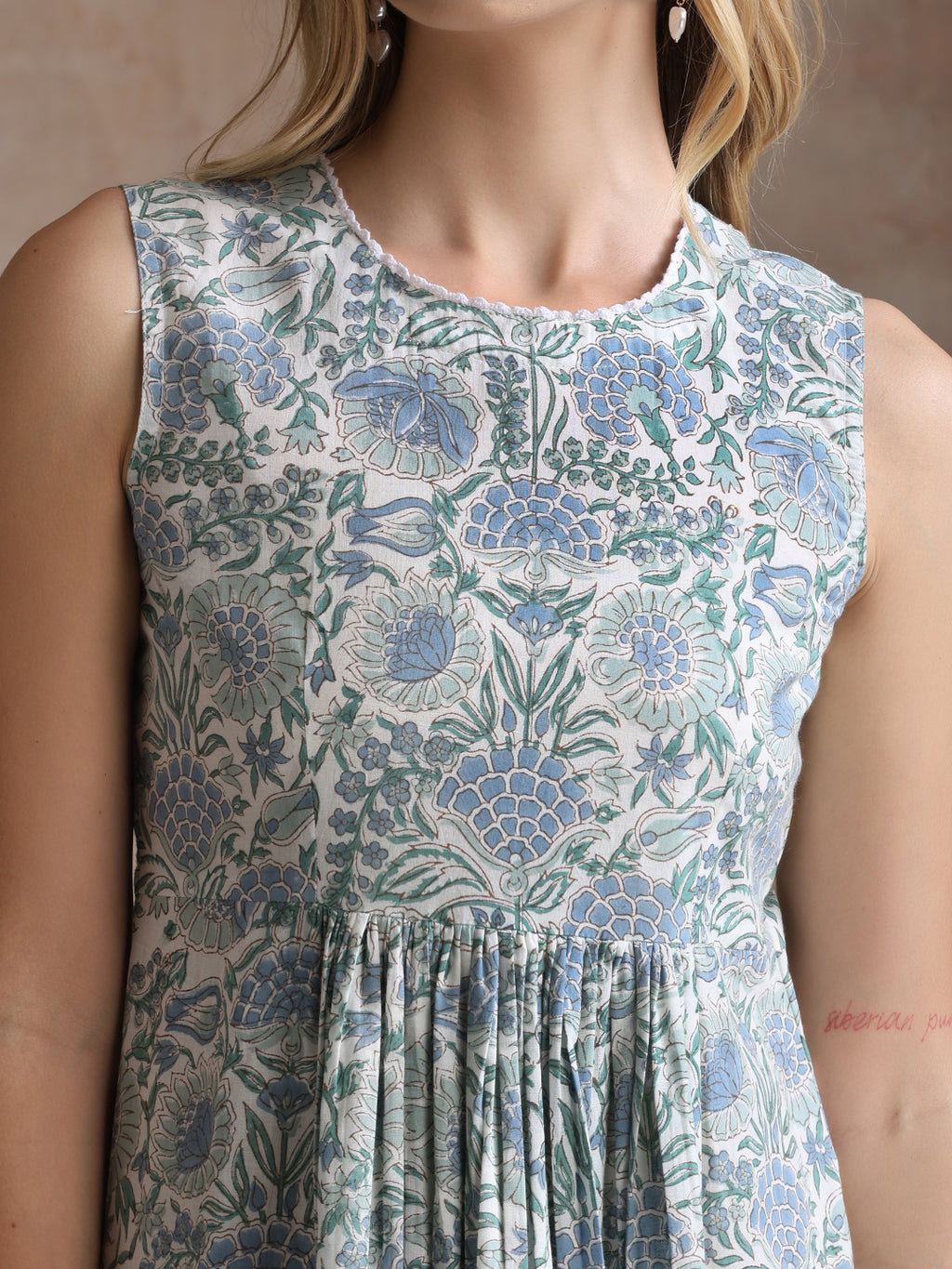 Floral Printed Cotton Fit & Flare Dress
