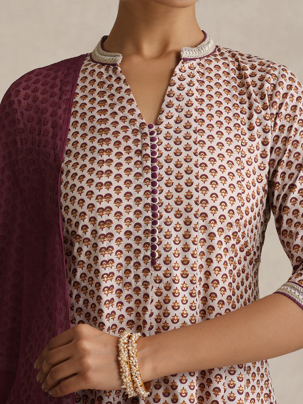 Khushal K Women Floral Printed Cotton A-Line Kurta set