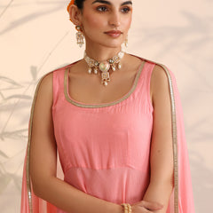 Khushal K Women Cotton Kurta and Palazzo With Dupatta Set - Pink