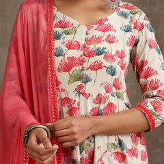 Women Floral Printed Kurta with Palazzos & Dupatta