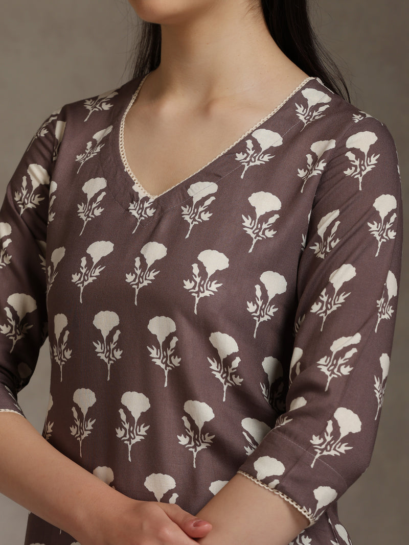 Floral Printed V-Neck Cotton Cord Set