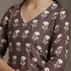 Floral Printed V-Neck Cotton Cord Set