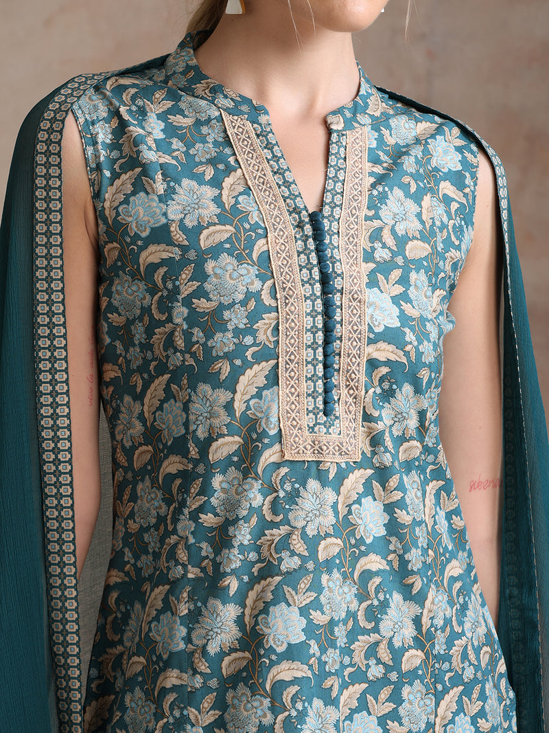 Women Ethnic Motifs Printed Regular Pure Cotton Kurta with Palazzos & With Dupatta