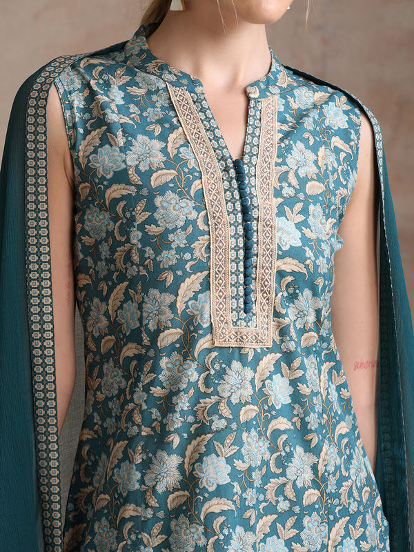 Women Ethnic Motifs Printed Regular Pure Cotton Kurta with Palazzos & With Dupatta