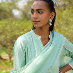 Khushal K Women Cotton Kurta and Palazzo With Dupatta Set - Green